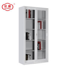 Steel office furniture sliding 2 glass door file storage display cupboard cabinet